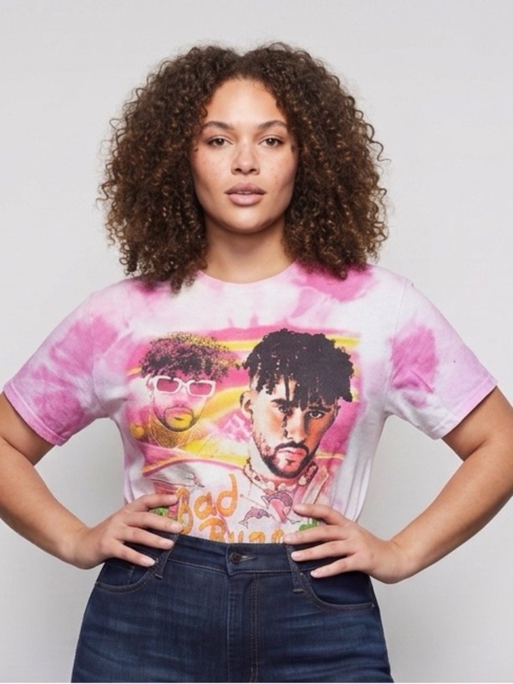 Delta Pink Tie-Dye Graphic Short Sleeve Tee Bad Bunny World Tour 2022